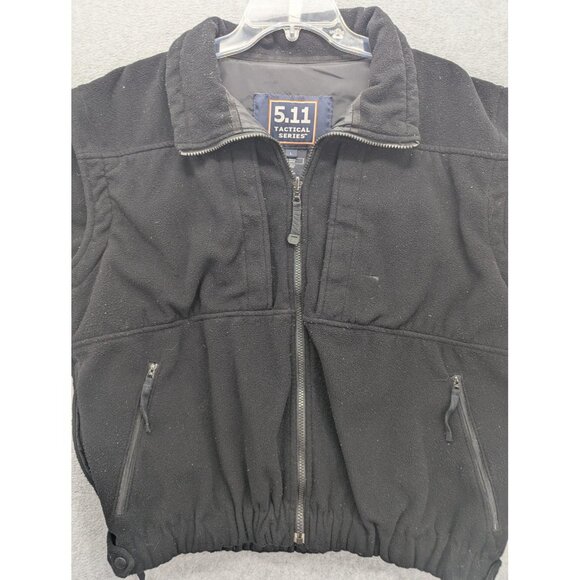 5.11 Tactical Series Jacket Mens Large Black Fleece Zip Off Sleeves Vest 48037 - Picture 4 of 13